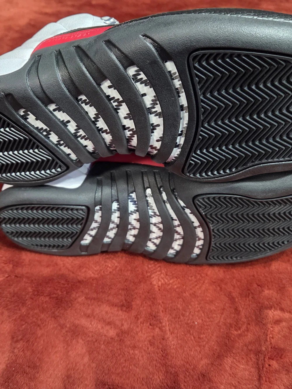 Air Jordan 12 Men's White Black and Red High-Top Basketball Sneakers